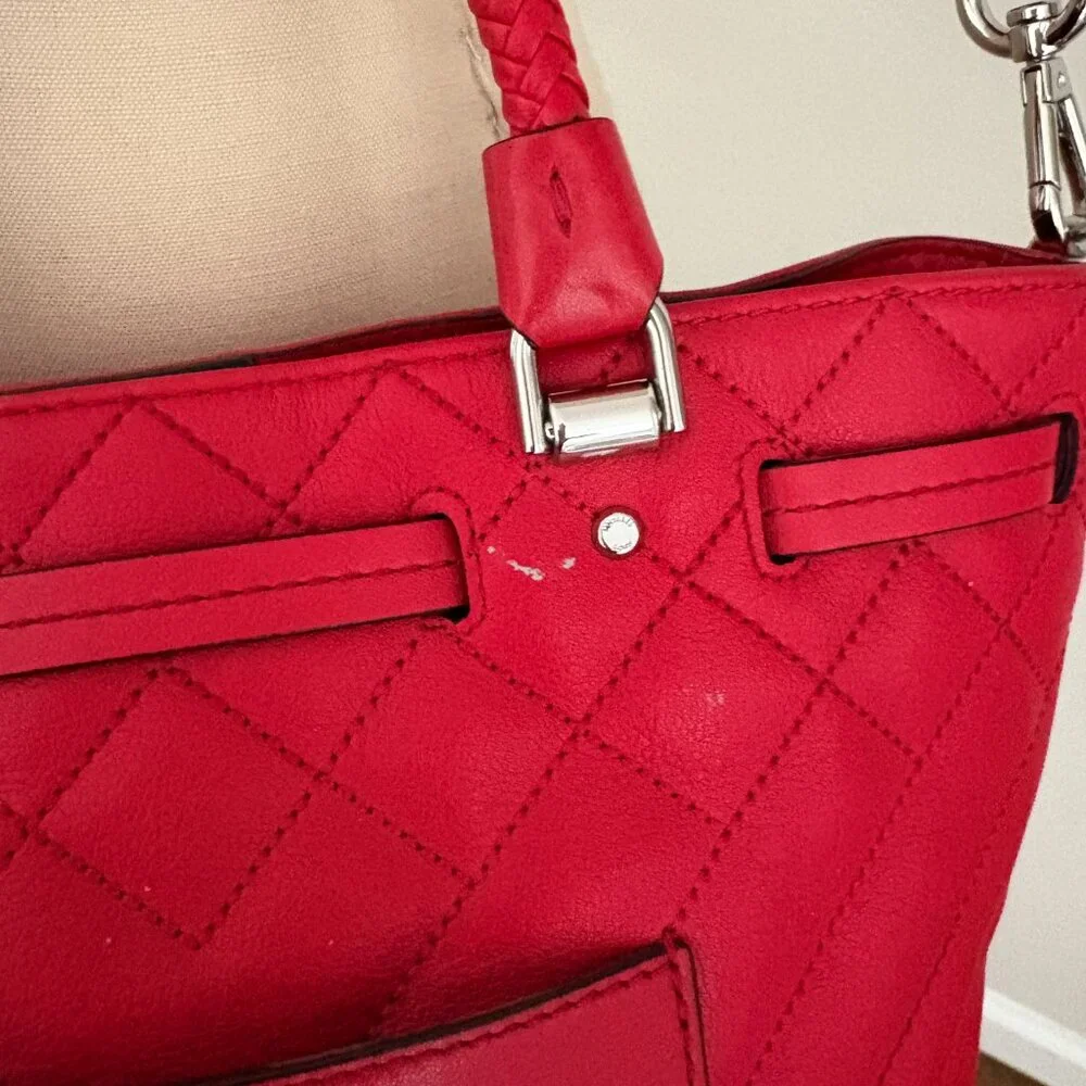 Michael Kors Blakely Medium Quilted Leather Red Bucket Quiet Luxury Bag